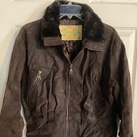 Lloyd Elliots Country Club Vintage Leather Bomber Jacket Women's L - Picture 1 of 6